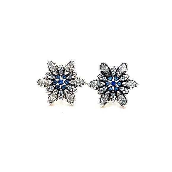 Pandora Jewelry - Pandora 925 Sterling Silver Snowflake Stud Earrings with Blue Accent Stones